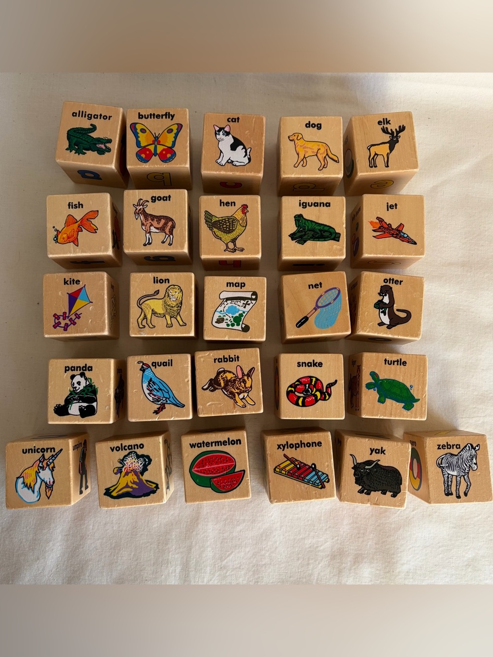 Vintage wooden Children’s Alphabet building blocks (26 A-Z)